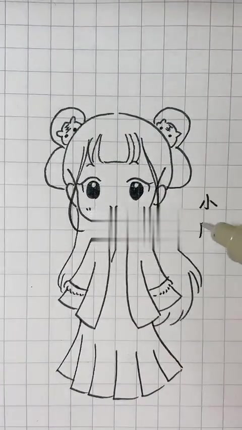 可	爱小女孩简笔画